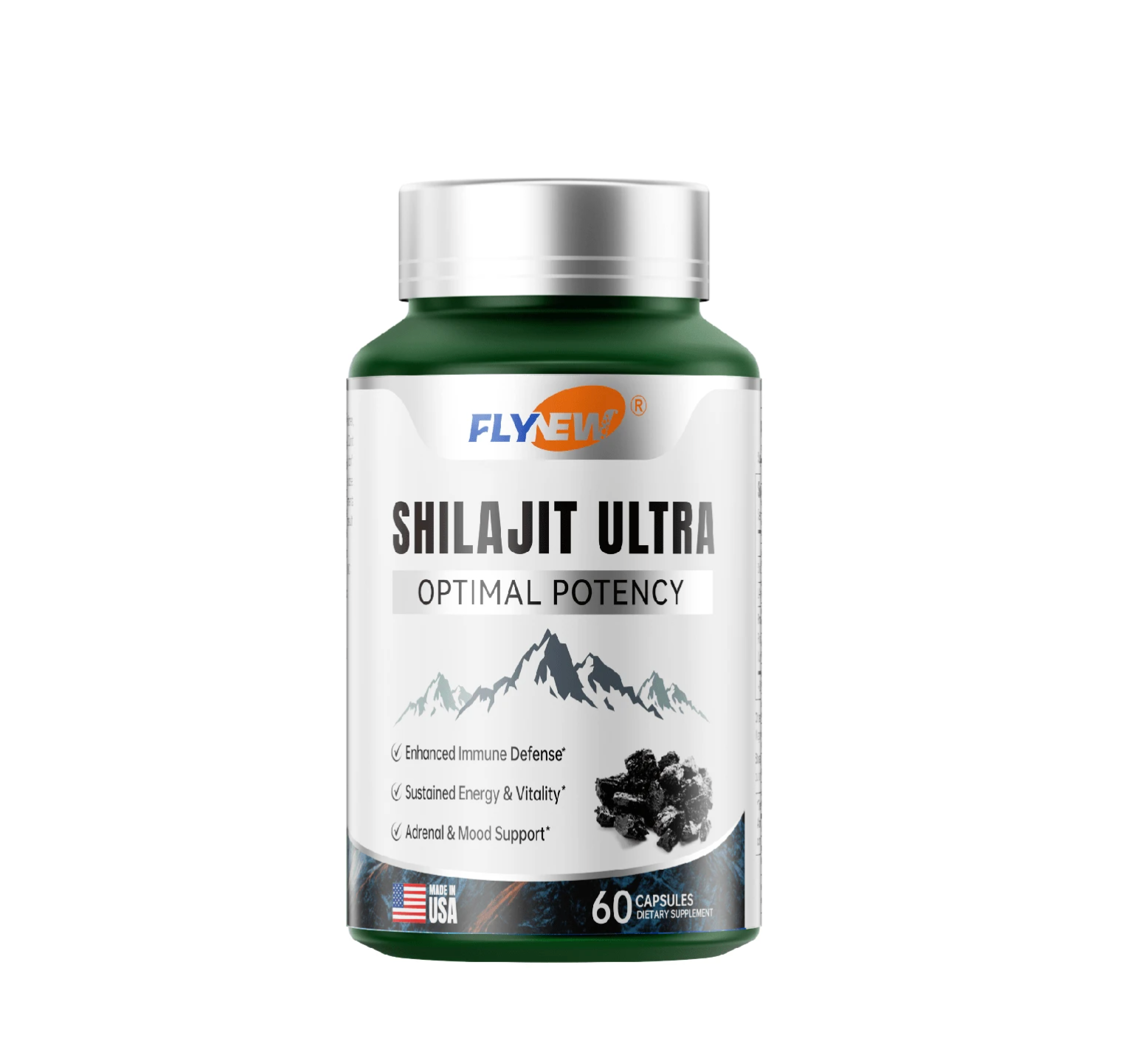Shilajit Ultra De Alta Pureza 60caps Flynew Usa + L-arginina