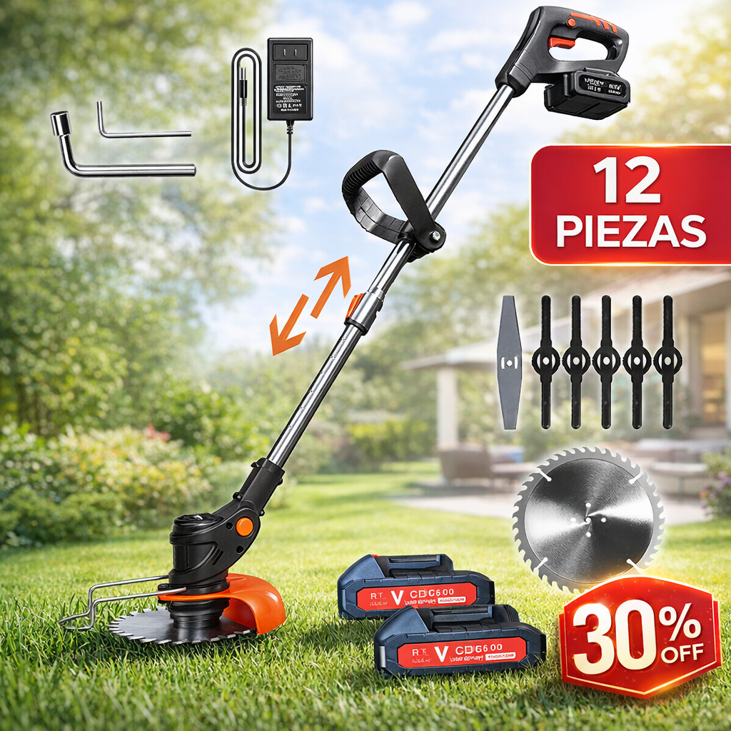 Cortadora de Césped Inalámbrica con 2 baterías 48v + accesorios